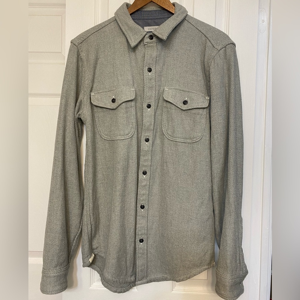 Casual Men's Button-Up Jacket Shirt - Gray
